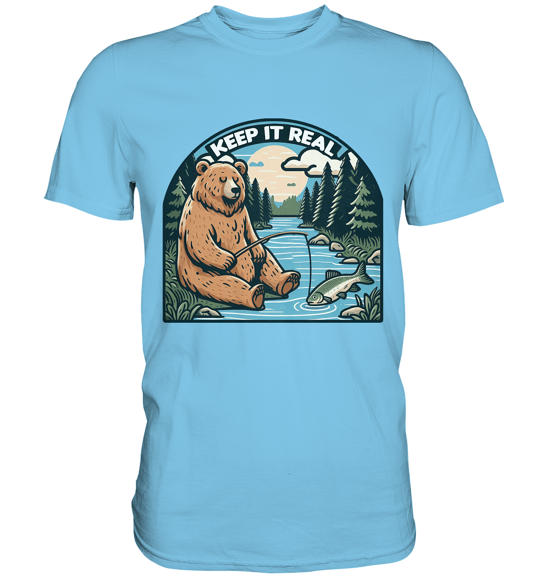 Keep it Real – Entspannter Bär beim Angeln - Premium Shirt - FaunaFeels Onlineshop Unisex - Shirts