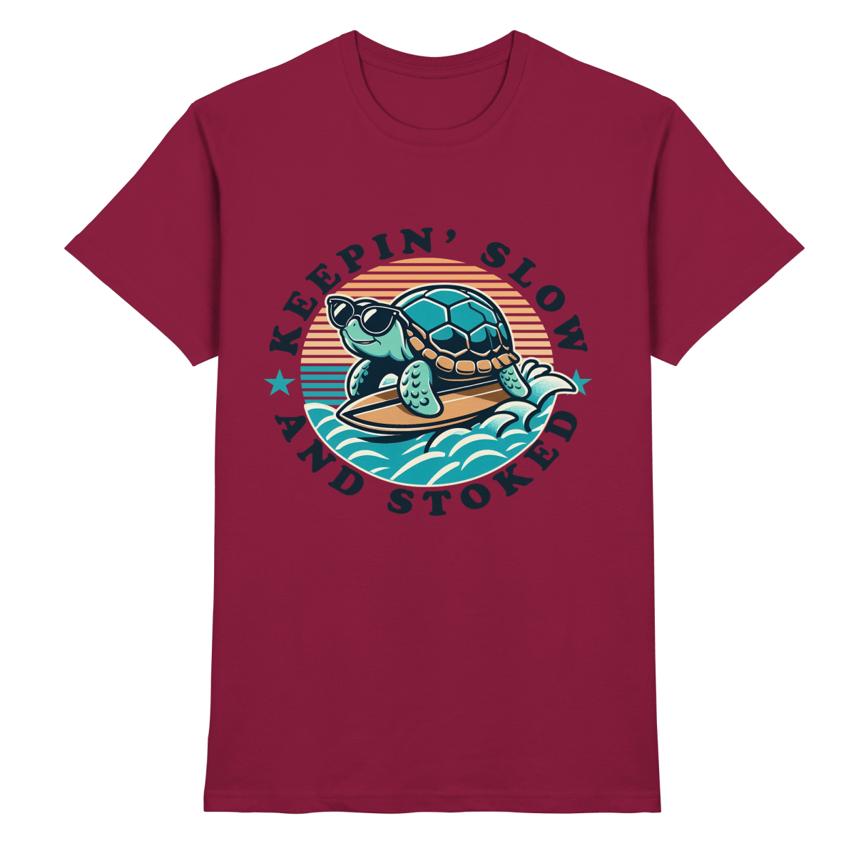 Keepin' Slow and Stoked – Cooles Surfer-Schildkröten-Design für entspannte Vibes - Heavy Cotton T-Shirt - FaunaFeels Onlineshop Unisex-Shirts