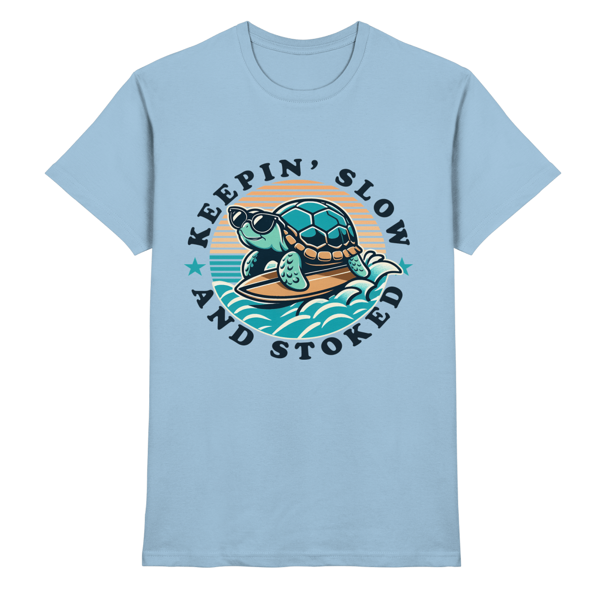 Keepin' Slow and Stoked – Cooles Surfer-Schildkröten-Design für entspannte Vibes - Heavy Cotton T-Shirt - FaunaFeels Onlineshop Unisex-Shirts