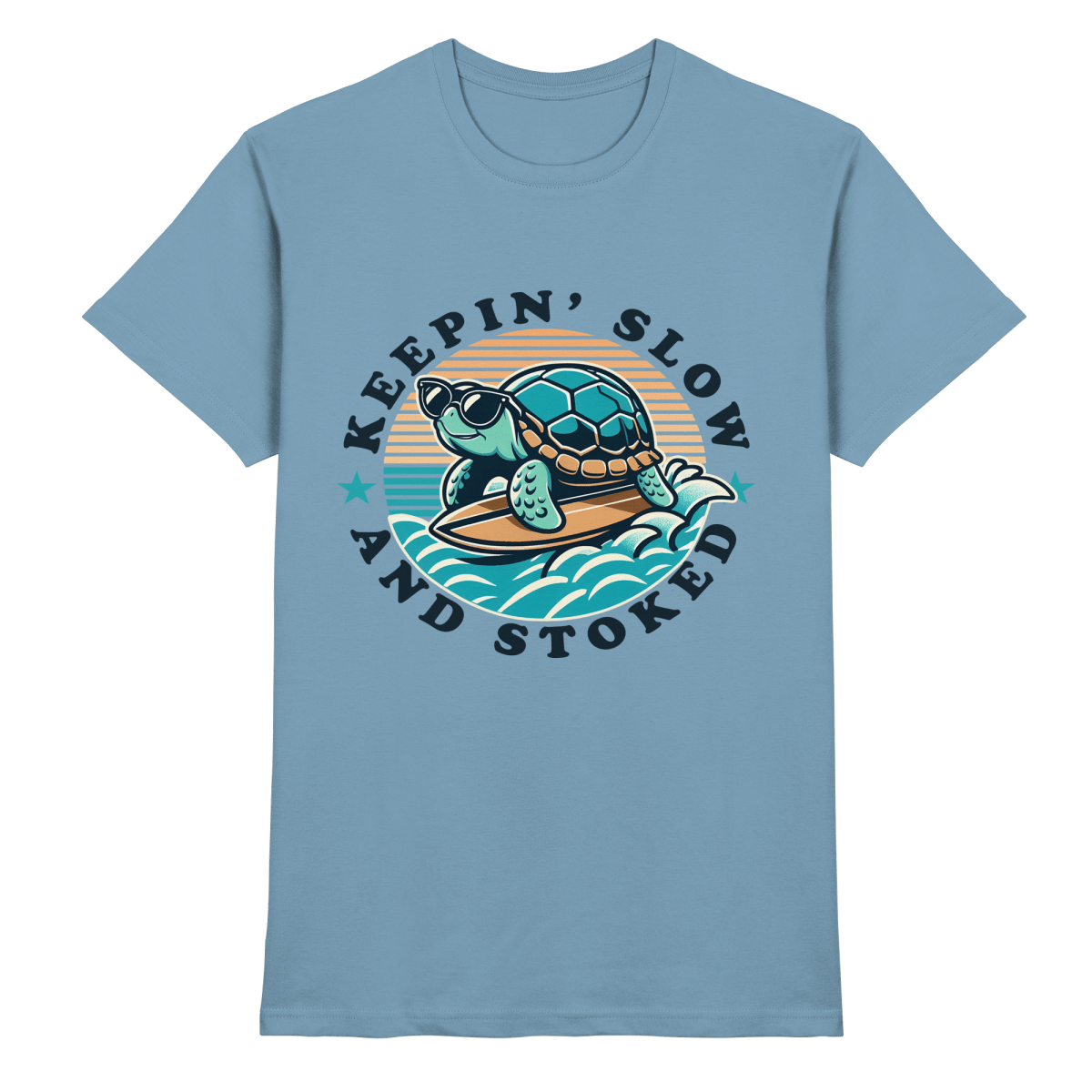 Keepin' Slow and Stoked – Cooles Surfer-Schildkröten-Design für entspannte Vibes - Heavy Cotton T-Shirt - FaunaFeels Onlineshop Unisex-Shirts