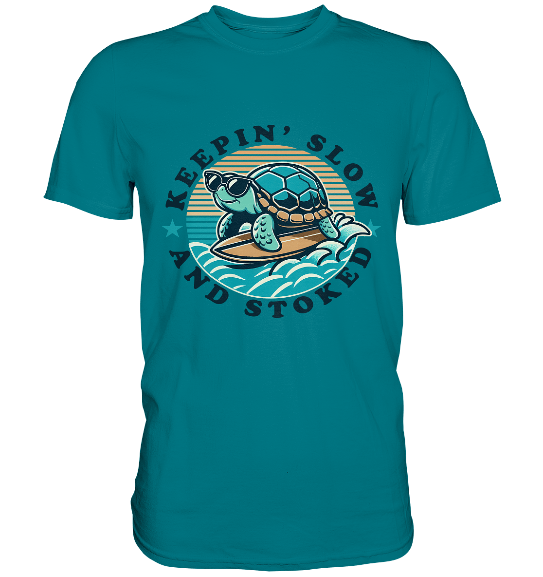 Keepin' Slow and Stoked – Cooles Surfer - Schildkröten - Design für entspannte Vibes - Premium Shirt - FaunaFeels Onlineshop Unisex - Shirts