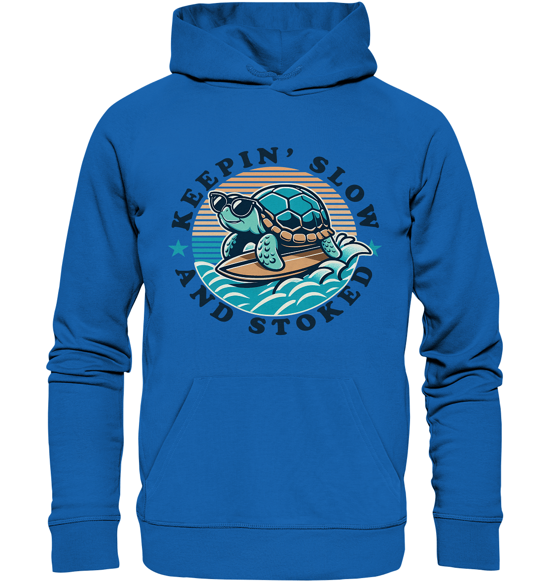Keepin' Slow and Stoked – Cooles Surfer - Schildkröten - Design für entspannte Vibes - Premium Unisex Hoodie - FaunaFeels Onlineshop Hoodies