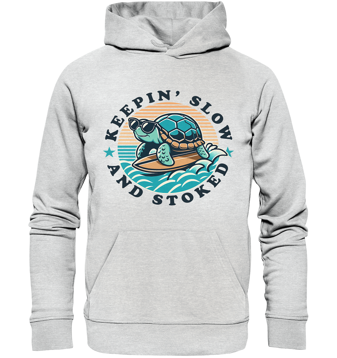 Keepin' Slow and Stoked – Cooles Surfer - Schildkröten - Design für entspannte Vibes - Premium Unisex Hoodie - FaunaFeels Onlineshop Hoodies