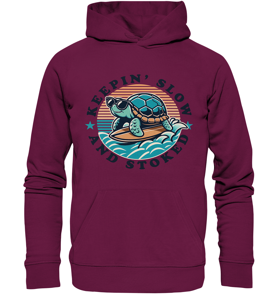 Keepin' Slow and Stoked – Cooles Surfer - Schildkröten - Design für entspannte Vibes - Premium Unisex Hoodie - FaunaFeels Onlineshop Hoodies