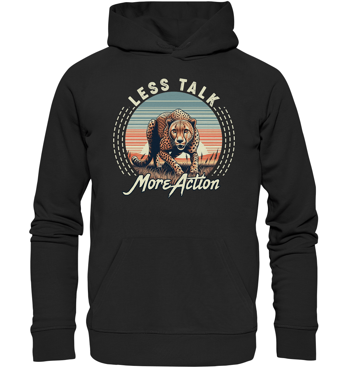 Less Talk More Action – Gepard auf der Jagd - Premium Unisex Hoodie - FaunaFeels Onlineshop Hoodies