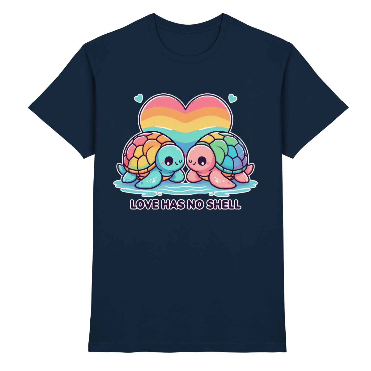 Love Has No Shell – Süße Regenbogen - Schildkröten - Heavy Cotton T-Shirt - FaunaFeels Onlineshop Unisex - Shirts