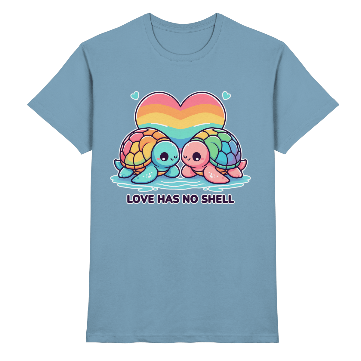 Love Has No Shell – Süße Regenbogen - Schildkröten - Heavy Cotton T-Shirt - FaunaFeels Onlineshop Unisex - Shirts