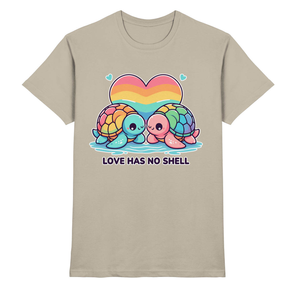 Love Has No Shell – Süße Regenbogen - Schildkröten - Heavy Cotton T-Shirt - FaunaFeels Onlineshop Unisex - Shirts