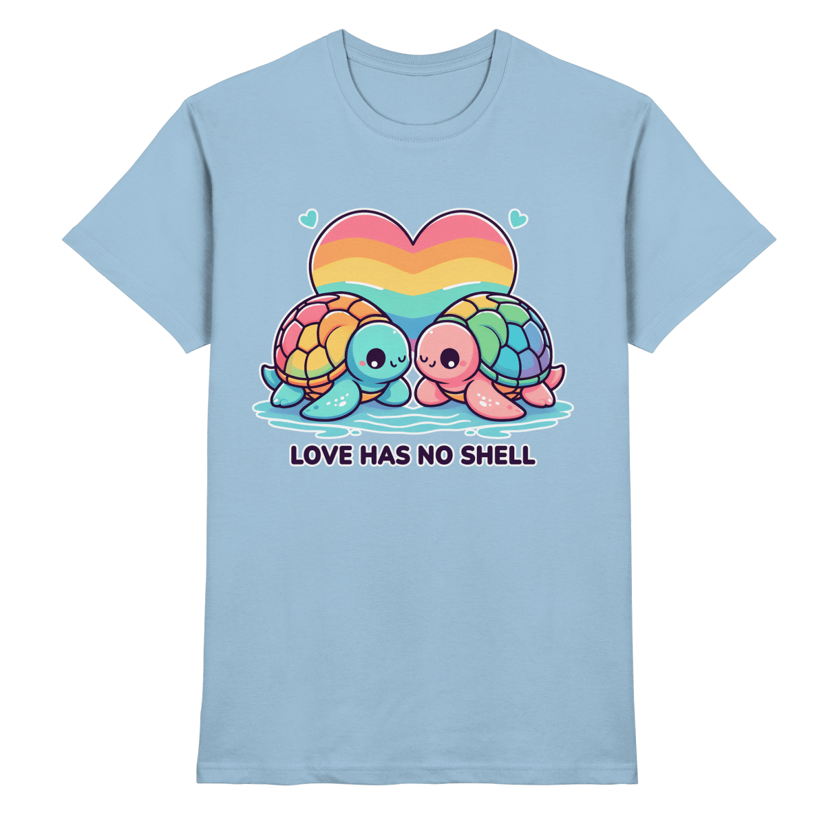 Love Has No Shell – Süße Regenbogen - Schildkröten - Heavy Cotton T-Shirt - FaunaFeels Onlineshop Unisex - Shirts