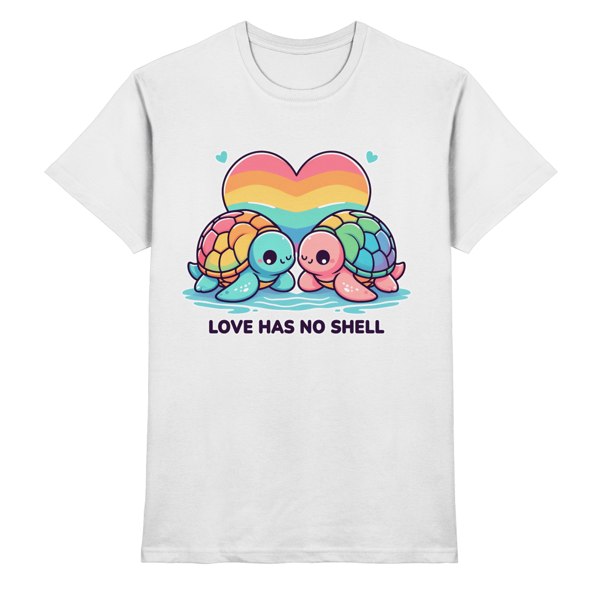 Love Has No Shell – Süße Regenbogen - Schildkröten - Heavy Cotton T-Shirt - FaunaFeels Onlineshop Unisex - Shirts