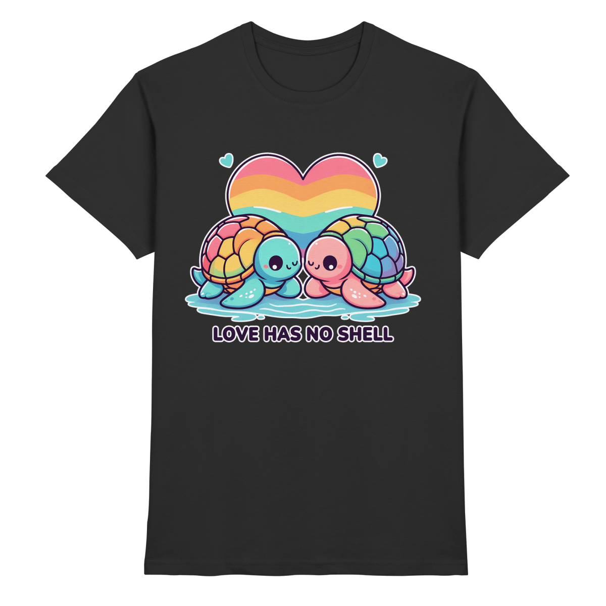 Love Has No Shell – Süße Regenbogen - Schildkröten - Heavy Cotton T-Shirt - FaunaFeels Onlineshop Unisex - Shirts