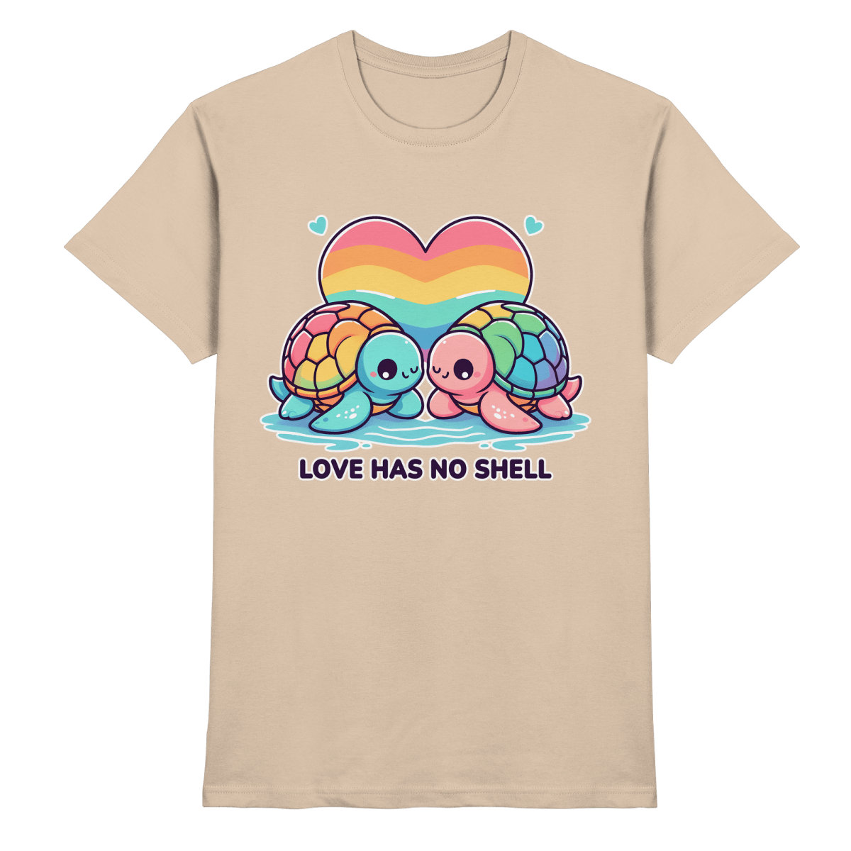 Love Has No Shell – Süße Regenbogen - Schildkröten - Heavy Cotton T-Shirt - FaunaFeels Onlineshop Unisex - Shirts