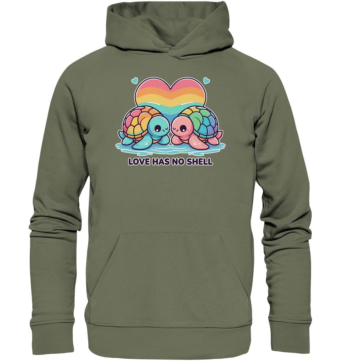 Love Has No Shell – Süße Regenbogen - Schildkröten - Premium Unisex Hoodie - FaunaFeels Onlineshop Hoodies