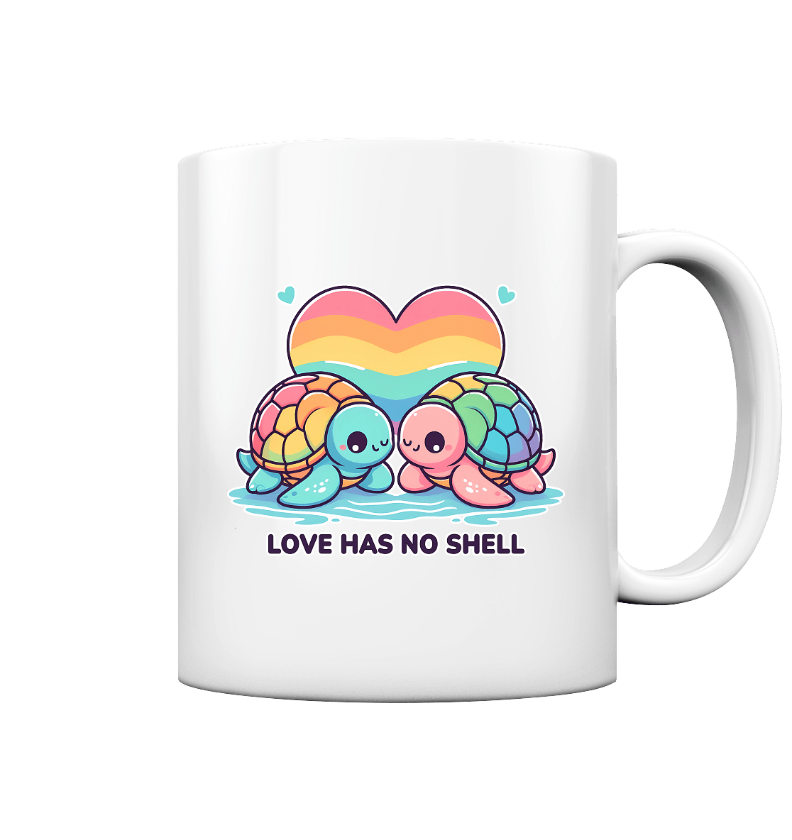 Love Has No Shell – Süße Regenbogen - Schildkröten - Tasse glossy - FaunaFeels Onlineshop Trinkgefäße