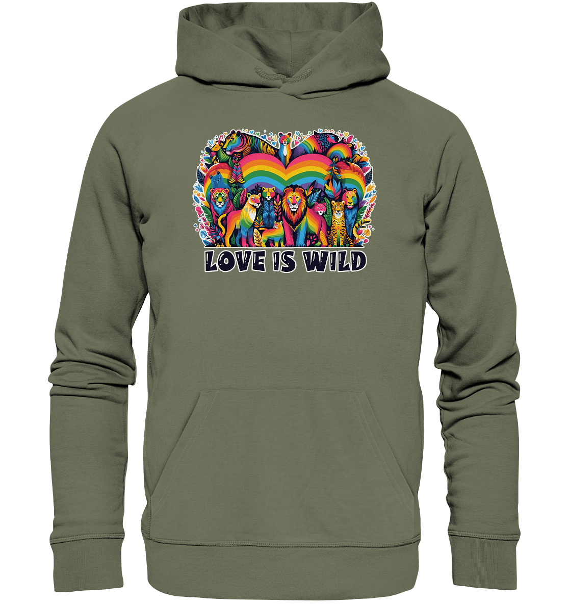 Love Is Wild – Regenbogen - Tierwelt voller Liebe - Premium Unisex Hoodie - FaunaFeels Onlineshop Hoodies