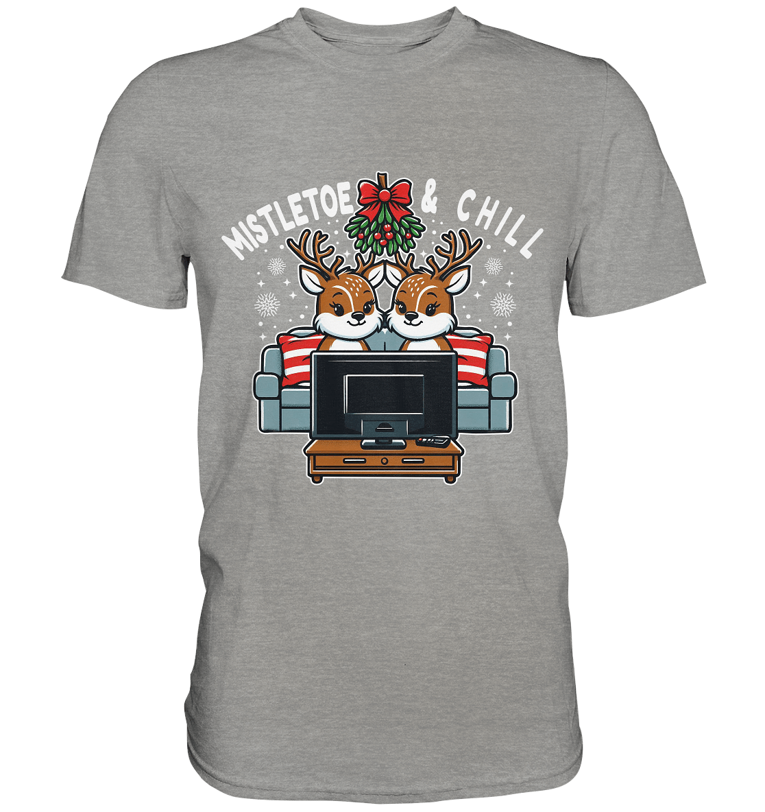 Mistletoe & Chill – Festliche Gemütlichkeit mit süßen Rentieren! - Premium T-Shirt - Premium Shirt - FaunaFeels Onlineshop Unisex - Shirts