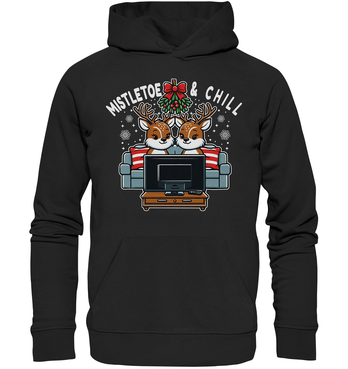 Mistletoe & Chill – Festliche Gemütlichkeit mit süßen Rentieren! - Premium T-Shirt - Premium Unisex Hoodie - FaunaFeels Onlineshop Hoodies