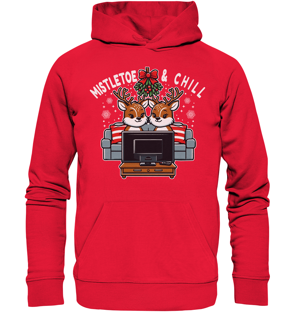 Mistletoe & Chill – Festliche Gemütlichkeit mit süßen Rentieren! - Premium T-Shirt - Premium Unisex Hoodie - FaunaFeels Onlineshop Hoodies