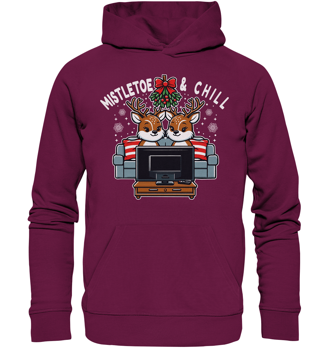 Mistletoe & Chill – Festliche Gemütlichkeit mit süßen Rentieren! - Premium T-Shirt - Premium Unisex Hoodie - FaunaFeels Onlineshop Hoodies