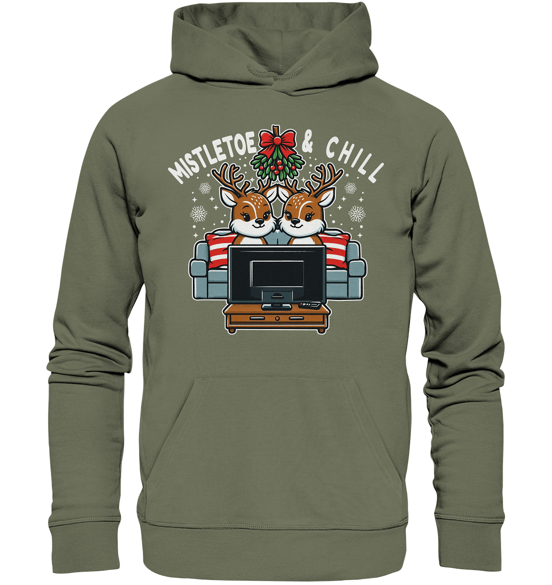 Mistletoe & Chill – Festliche Gemütlichkeit mit süßen Rentieren! - Premium T-Shirt - Premium Unisex Hoodie - FaunaFeels Onlineshop Hoodies