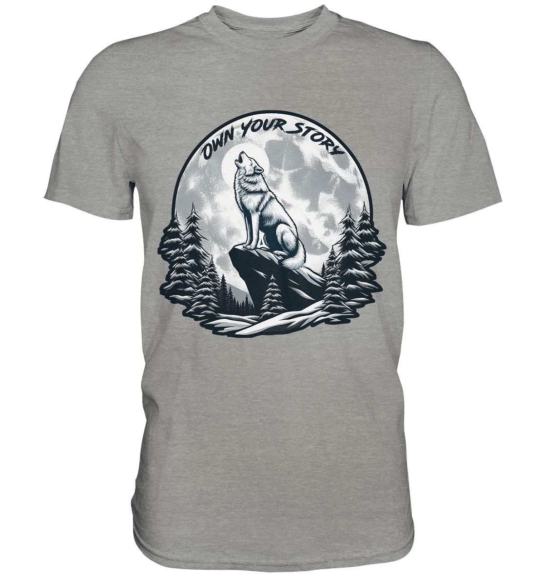 Own Your Story – Heulender Wolf bei Vollmond - Premium Shirt - FaunaFeels Onlineshop Unisex - Shirts