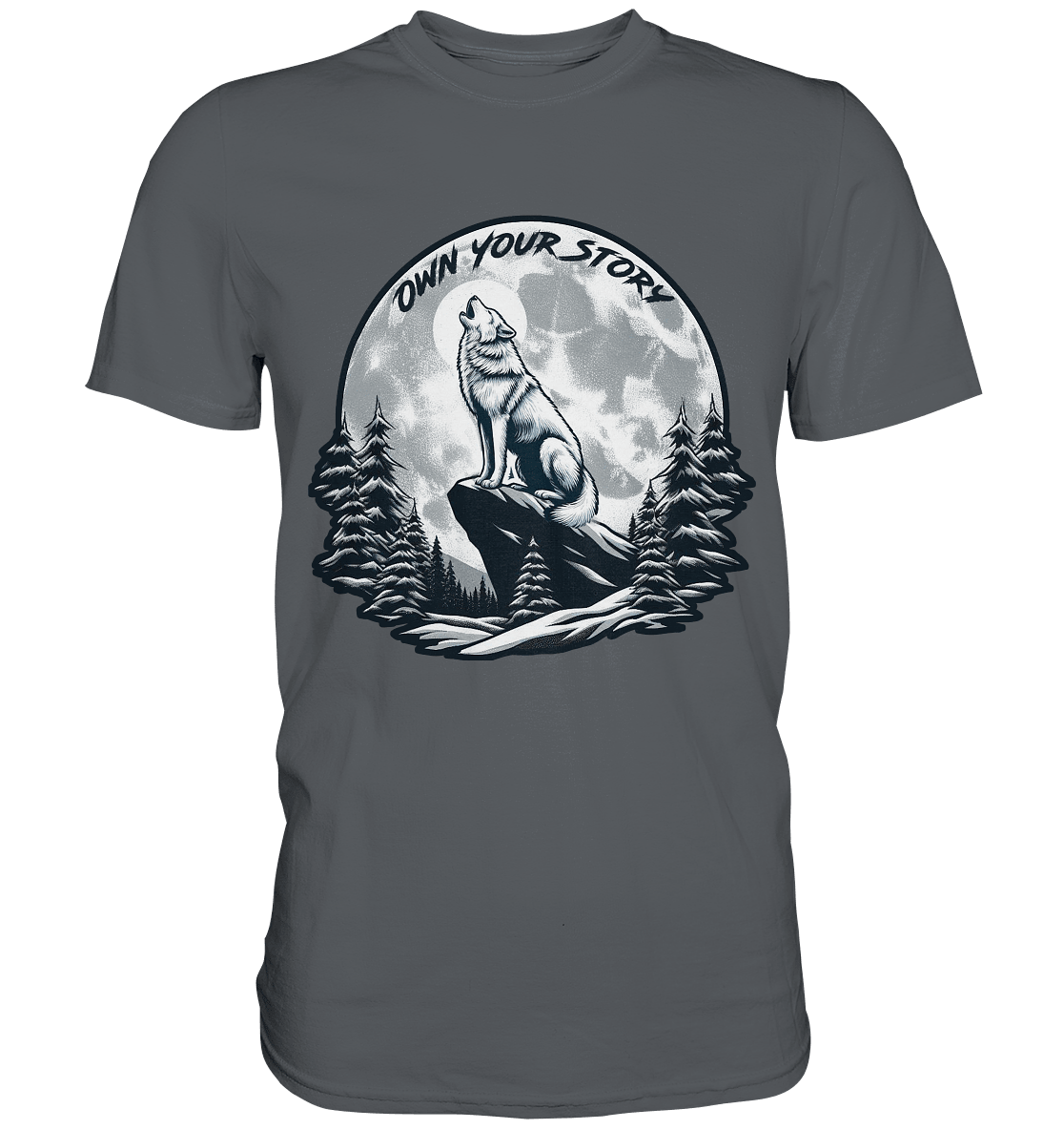 Own Your Story – Heulender Wolf bei Vollmond - Premium Shirt - FaunaFeels Onlineshop Unisex - Shirts