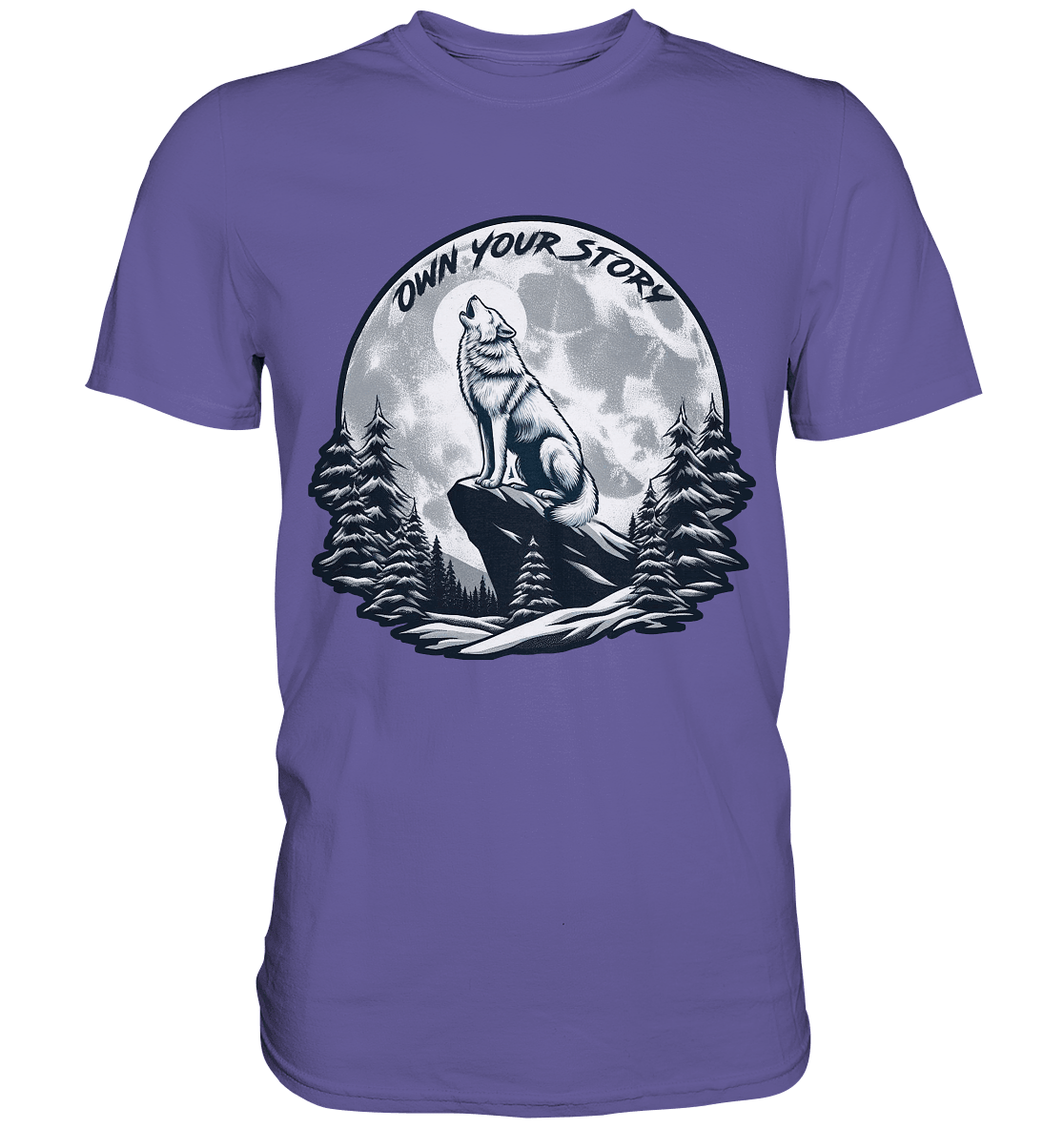 Own Your Story – Heulender Wolf bei Vollmond - Premium Shirt - FaunaFeels Onlineshop Unisex - Shirts