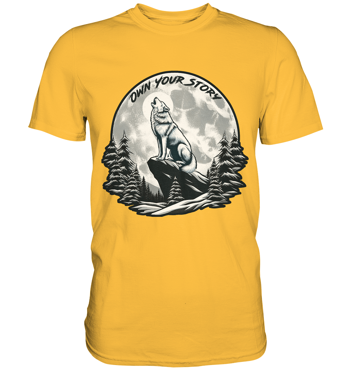 Own Your Story – Heulender Wolf bei Vollmond - Premium Shirt - FaunaFeels Onlineshop Unisex - Shirts