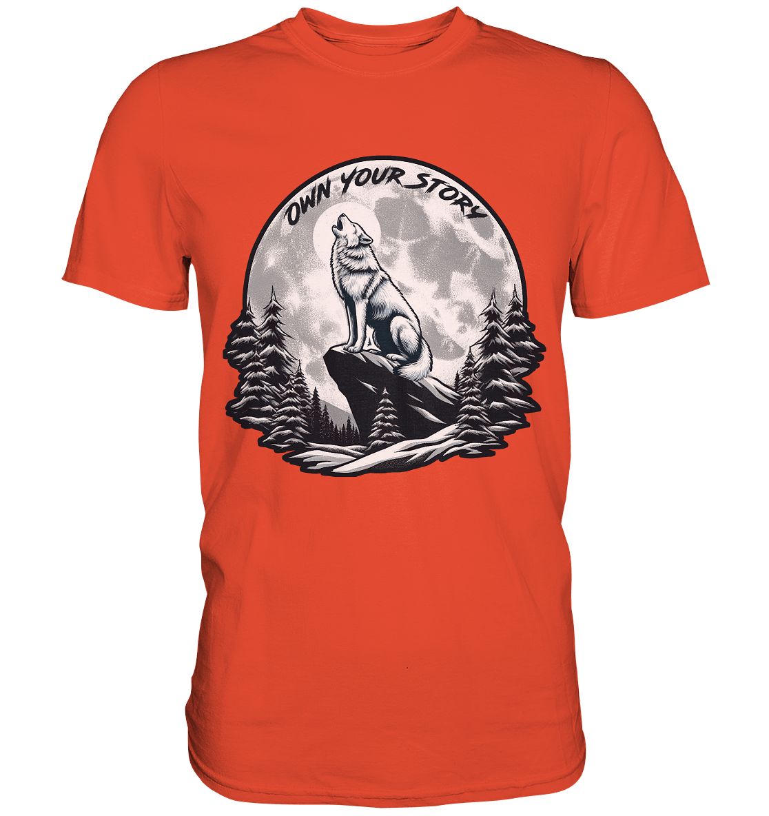 Own Your Story – Heulender Wolf bei Vollmond - Premium Shirt - FaunaFeels Onlineshop Unisex - Shirts
