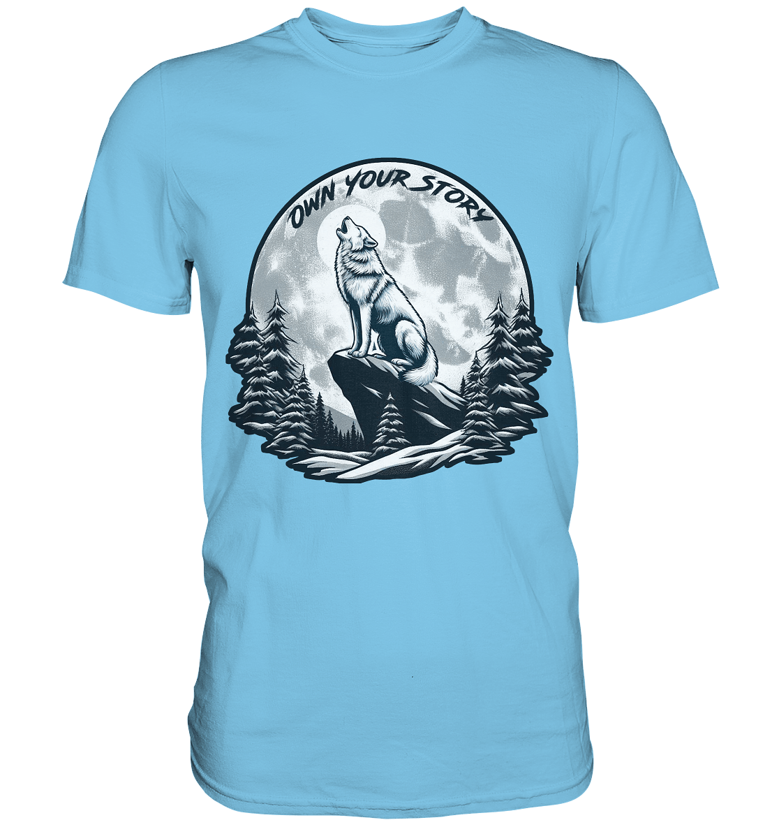 Own Your Story – Heulender Wolf bei Vollmond - Premium Shirt - FaunaFeels Onlineshop Unisex - Shirts
