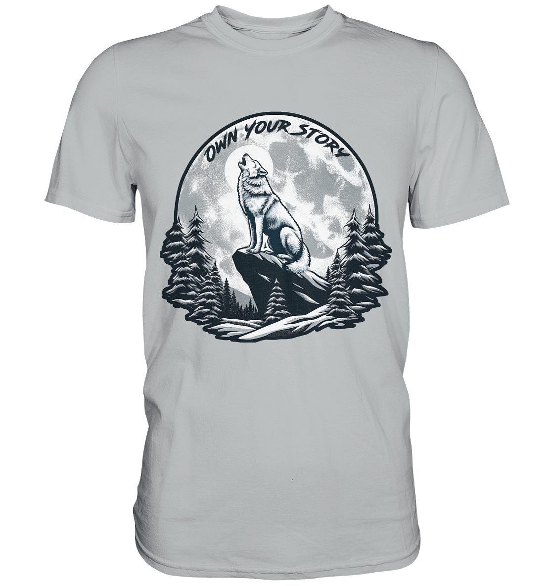 Own Your Story – Heulender Wolf bei Vollmond - Premium Shirt - FaunaFeels Onlineshop Unisex - Shirts