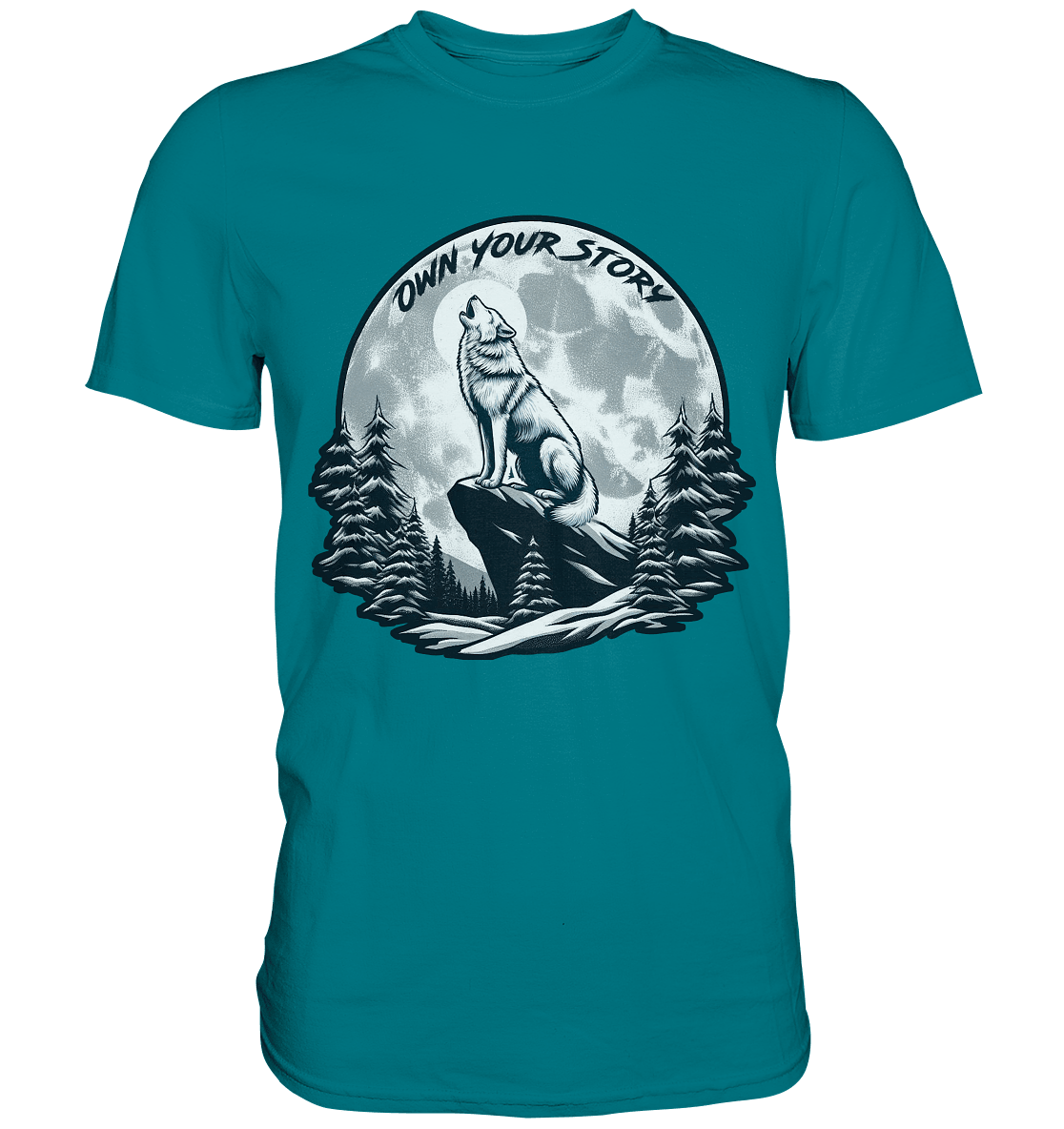 Own Your Story – Heulender Wolf bei Vollmond - Premium Shirt - FaunaFeels Onlineshop Unisex - Shirts