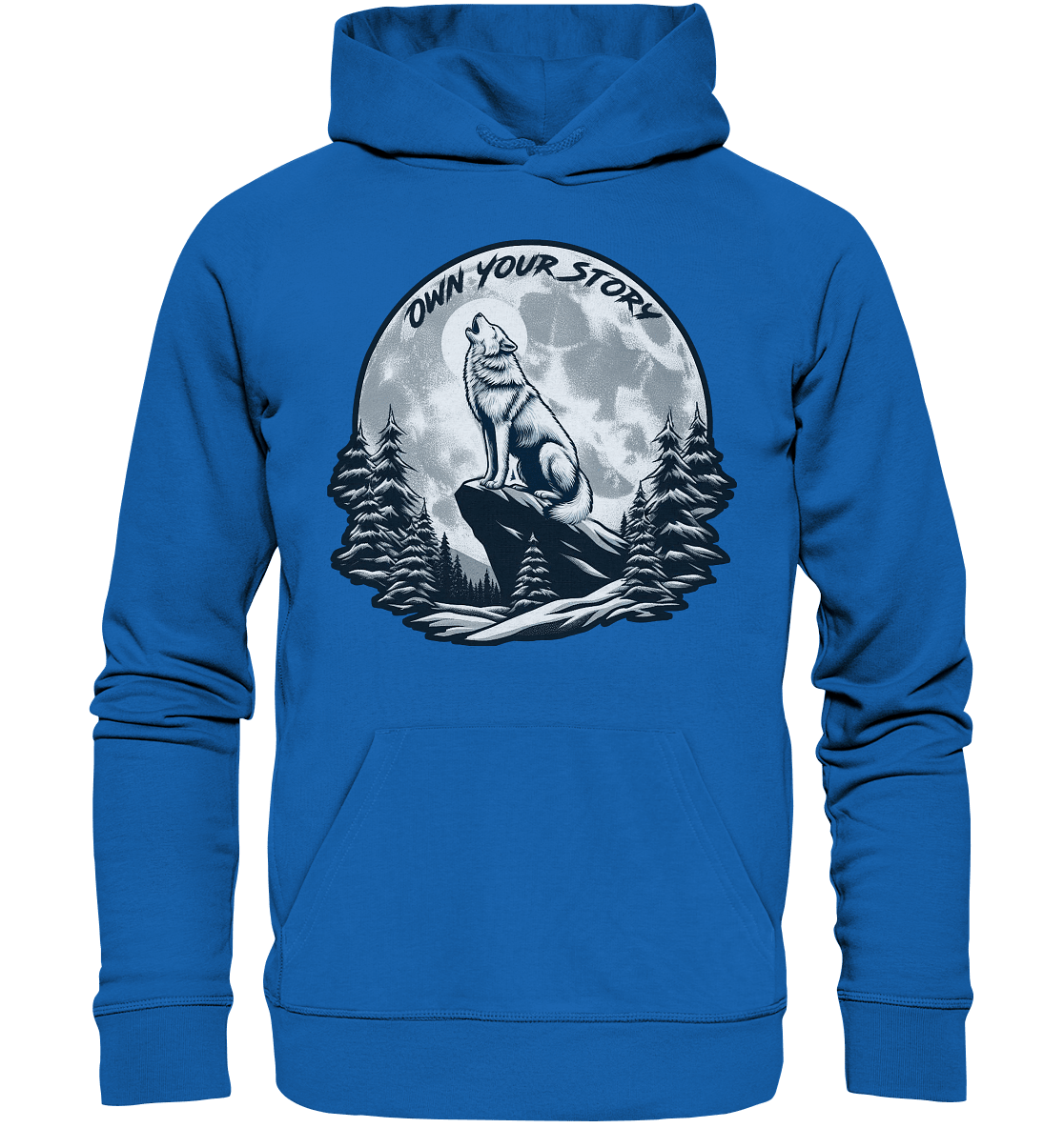 Own Your Story – Heulender Wolf bei Vollmond - Premium Unisex Hoodie - FaunaFeels Onlineshop Hoodies