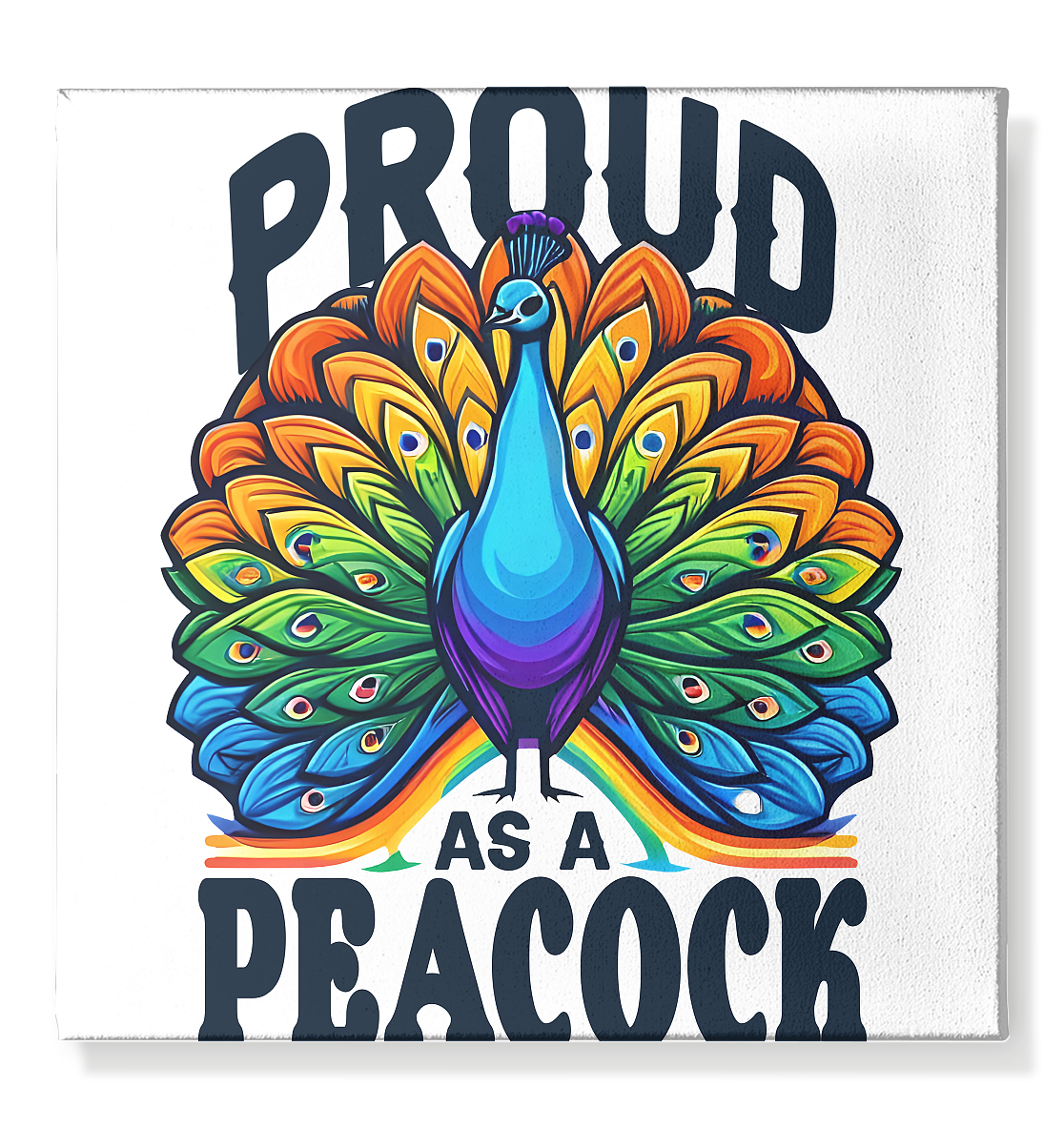 Proud as a Peacock – Strahlender Regenbogen - Pfau - Leinwand 50x50cm - FaunaFeels Onlineshop Wall Art