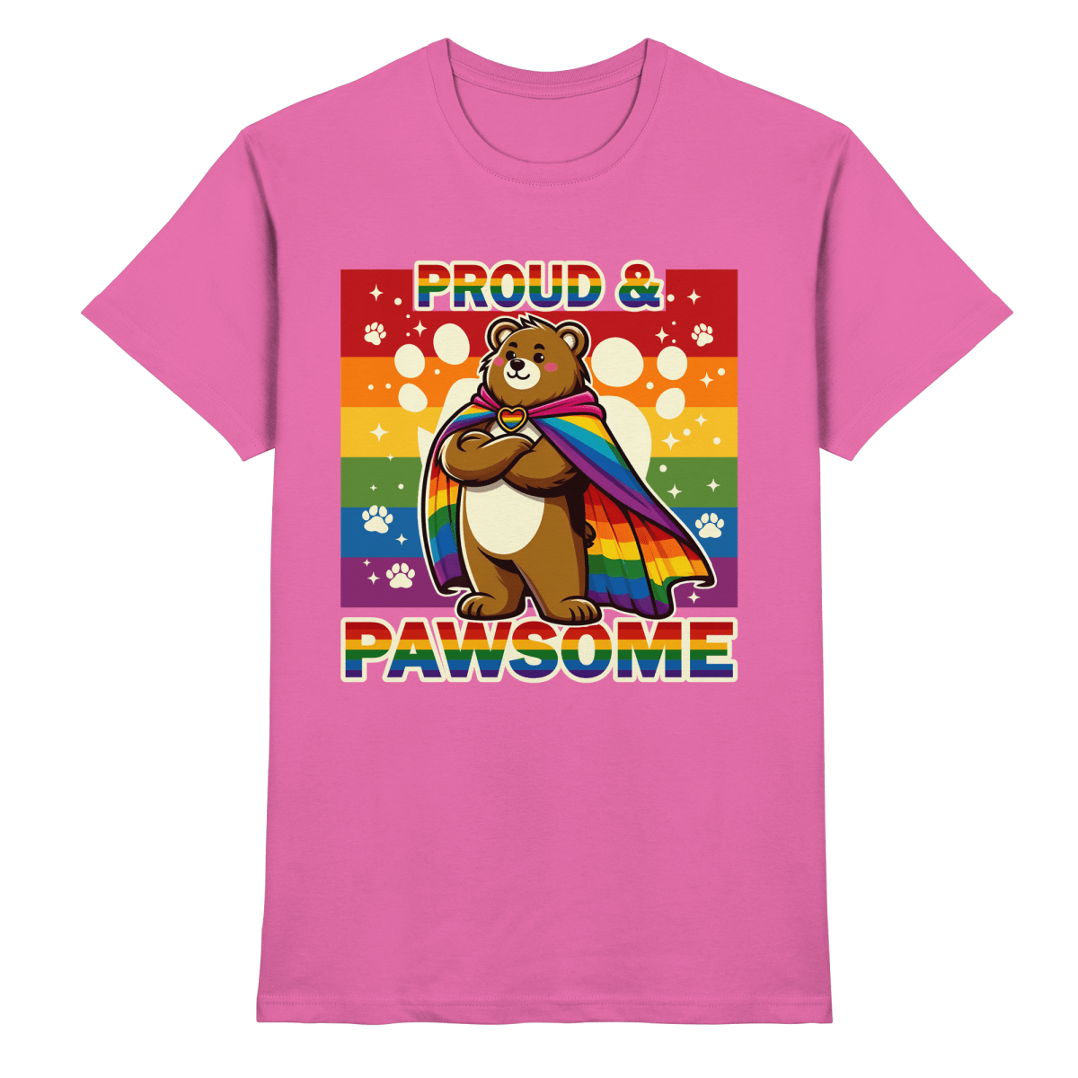 Proud & Pawsome – Starker Regenbogen - Bär - Heavy Cotton T-Shirt - FaunaFeels Onlineshop Unisex - Shirts