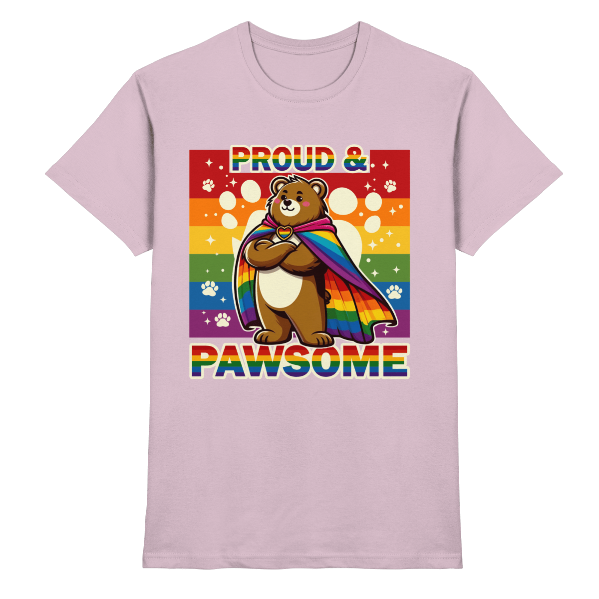 Proud & Pawsome – Starker Regenbogen - Bär - Heavy Cotton T-Shirt - FaunaFeels Onlineshop Unisex - Shirts
