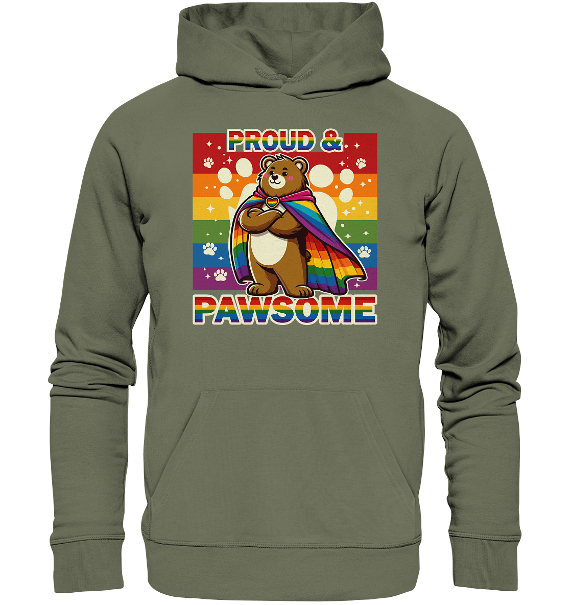 Proud & Pawsome – Starker Regenbogen - Bär - Premium Unisex Hoodie - FaunaFeels Onlineshop Hoodies