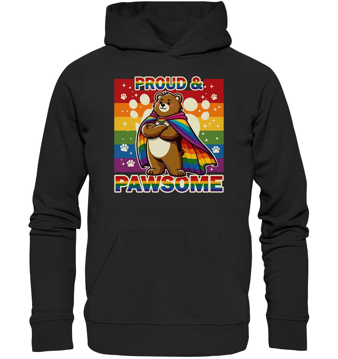 Proud & Pawsome – Starker Regenbogen - Bär - Premium Unisex Hoodie - FaunaFeels Onlineshop Hoodies