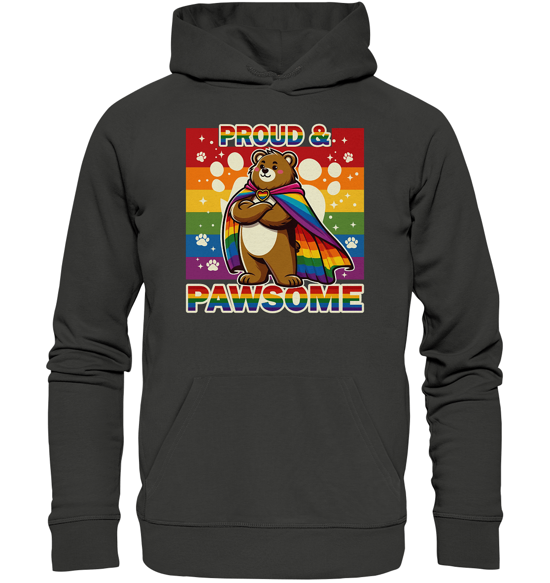Proud & Pawsome – Starker Regenbogen - Bär - Premium Unisex Hoodie - FaunaFeels Onlineshop Hoodies