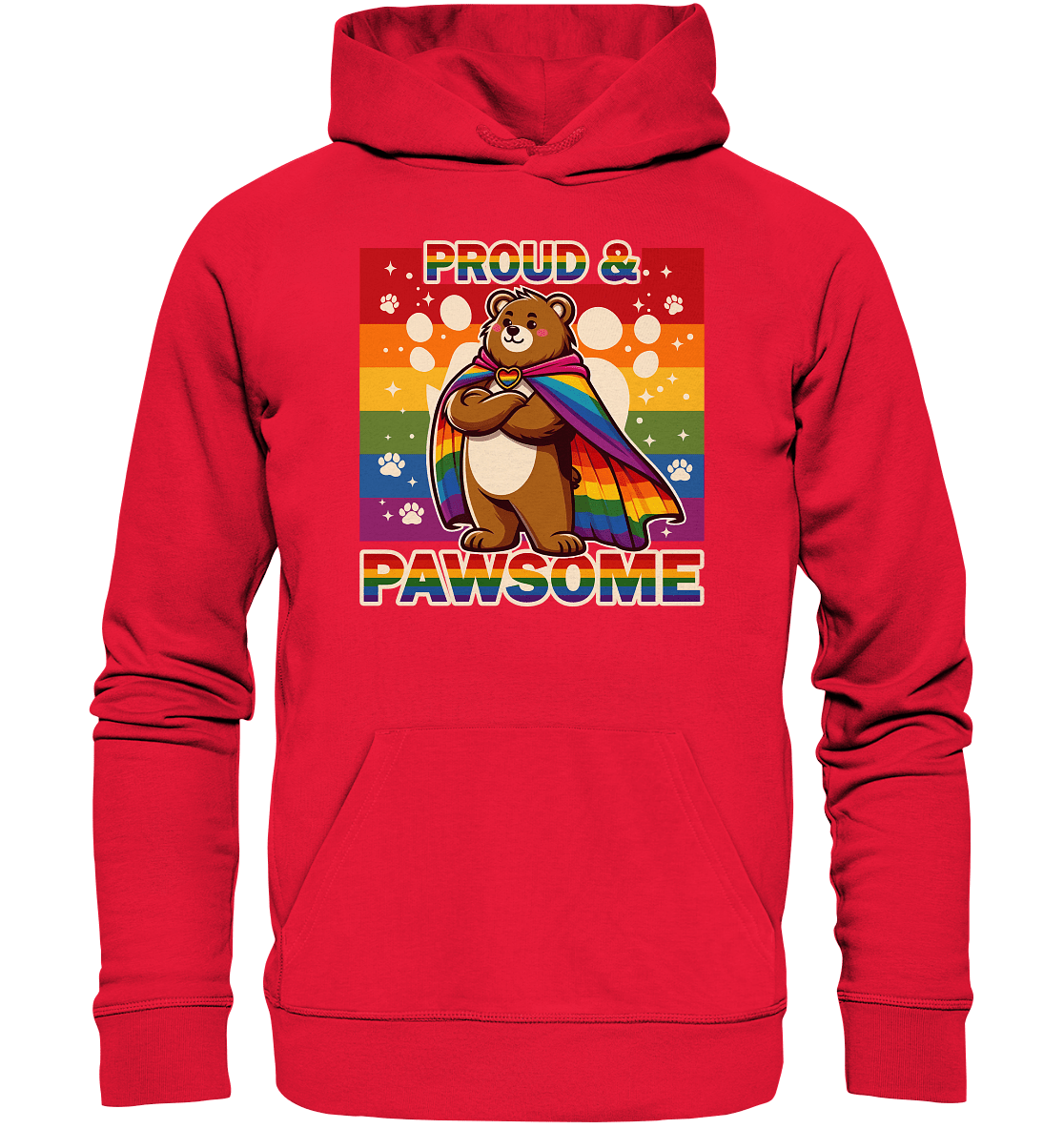 Proud & Pawsome – Starker Regenbogen - Bär - Premium Unisex Hoodie - FaunaFeels Onlineshop Hoodies