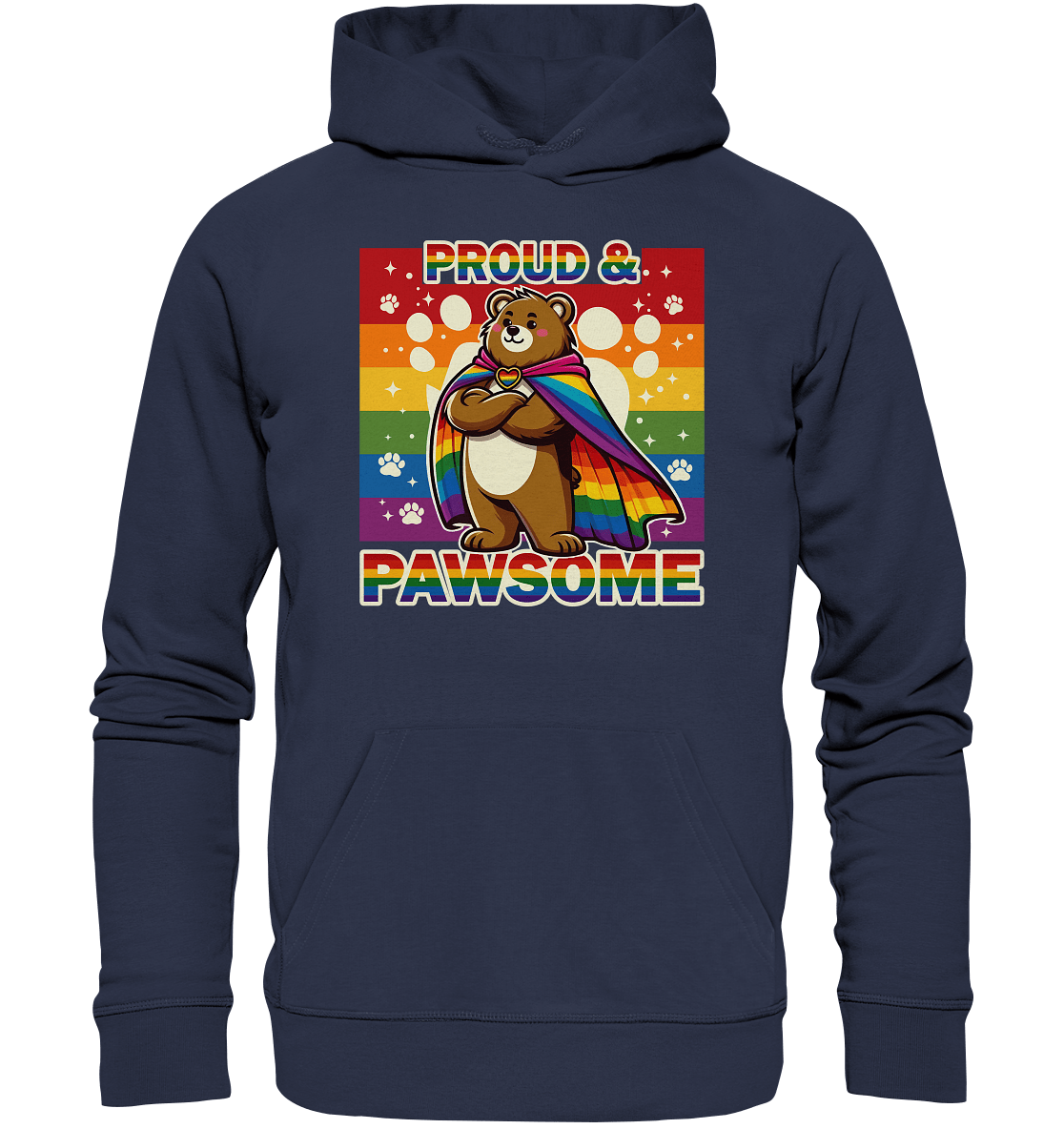 Proud & Pawsome – Starker Regenbogen - Bär - Premium Unisex Hoodie - FaunaFeels Onlineshop Hoodies