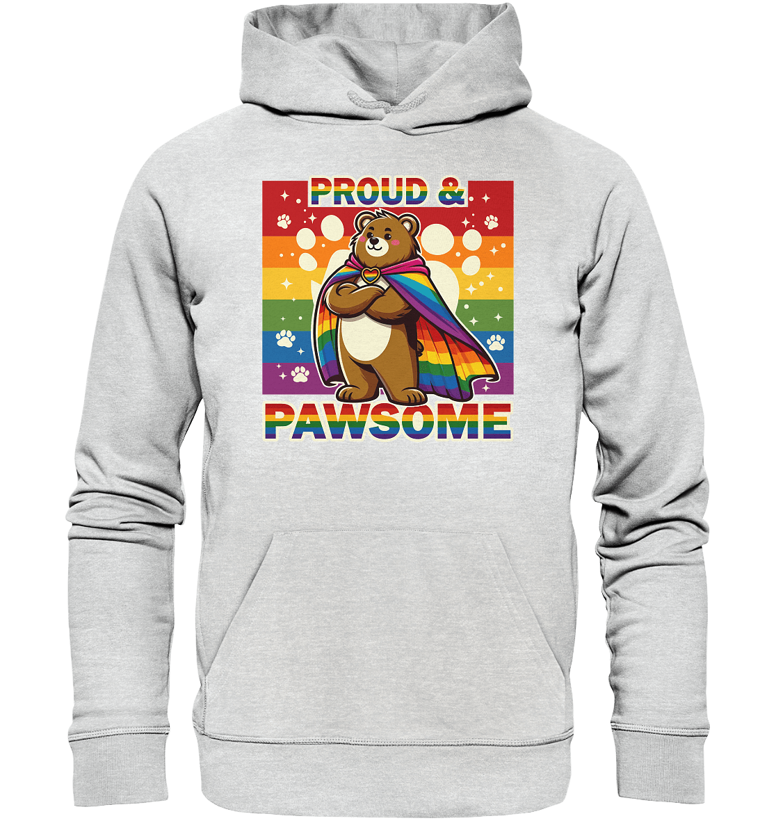 Proud & Pawsome – Starker Regenbogen - Bär - Premium Unisex Hoodie - FaunaFeels Onlineshop Hoodies
