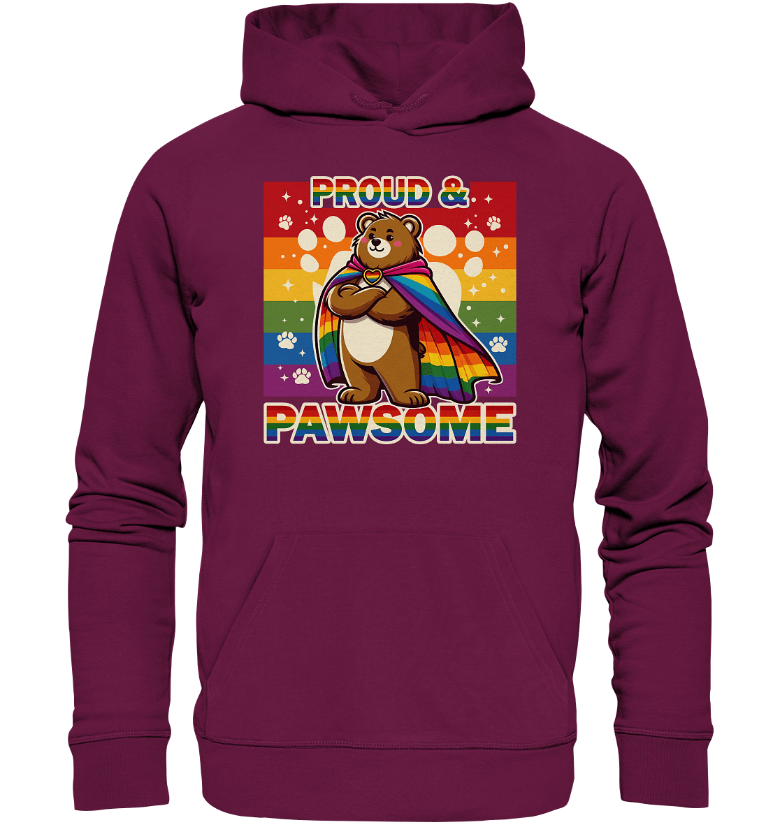 Proud & Pawsome – Starker Regenbogen - Bär - Premium Unisex Hoodie - FaunaFeels Onlineshop Hoodies