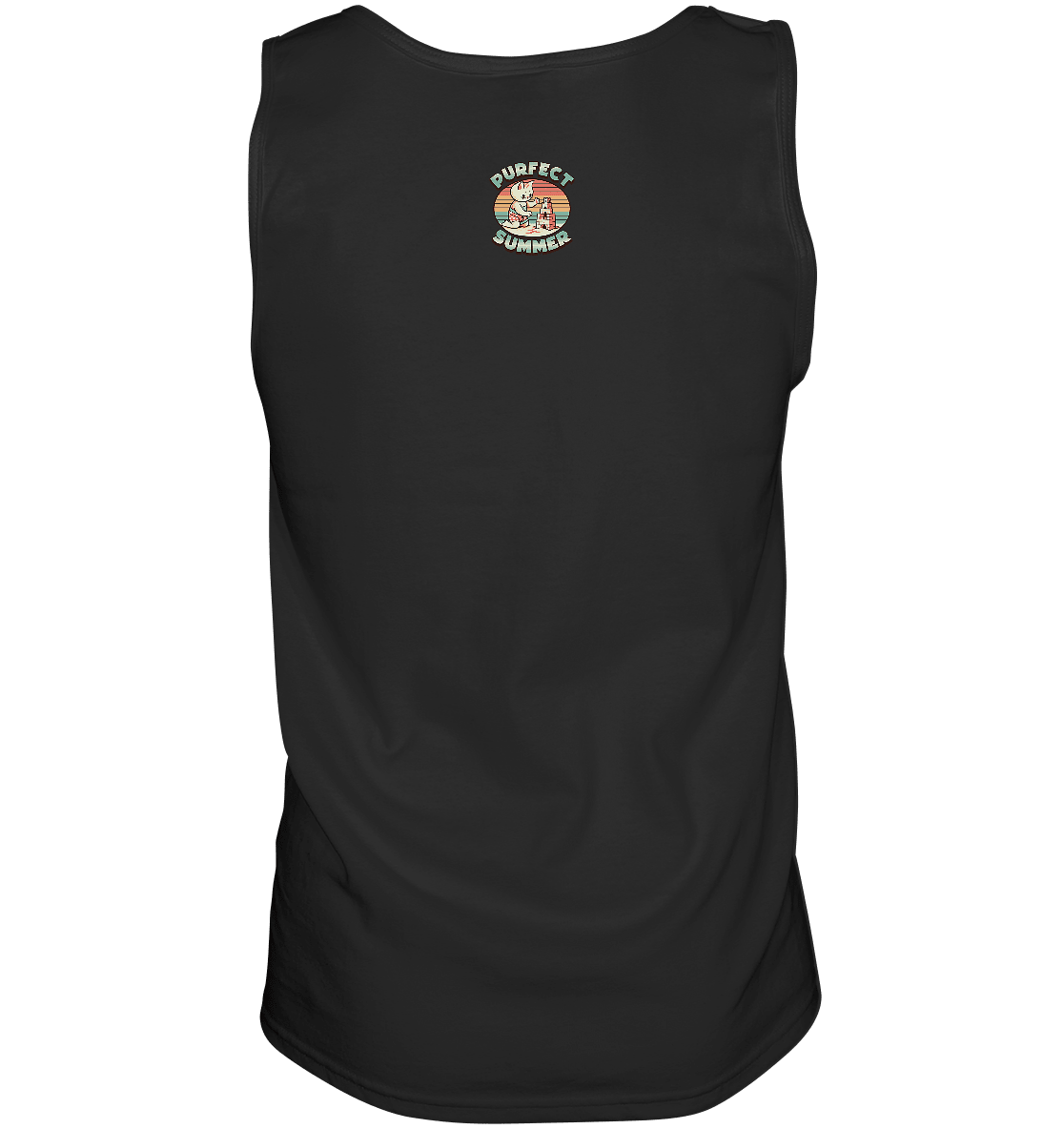 Purfect Summer – Niedliches Katzenmotiv mit Sandburg und Retro - Sommerfeeling - Relaxed Tank Top - FaunaFeels Onlineshop Tank - Tops