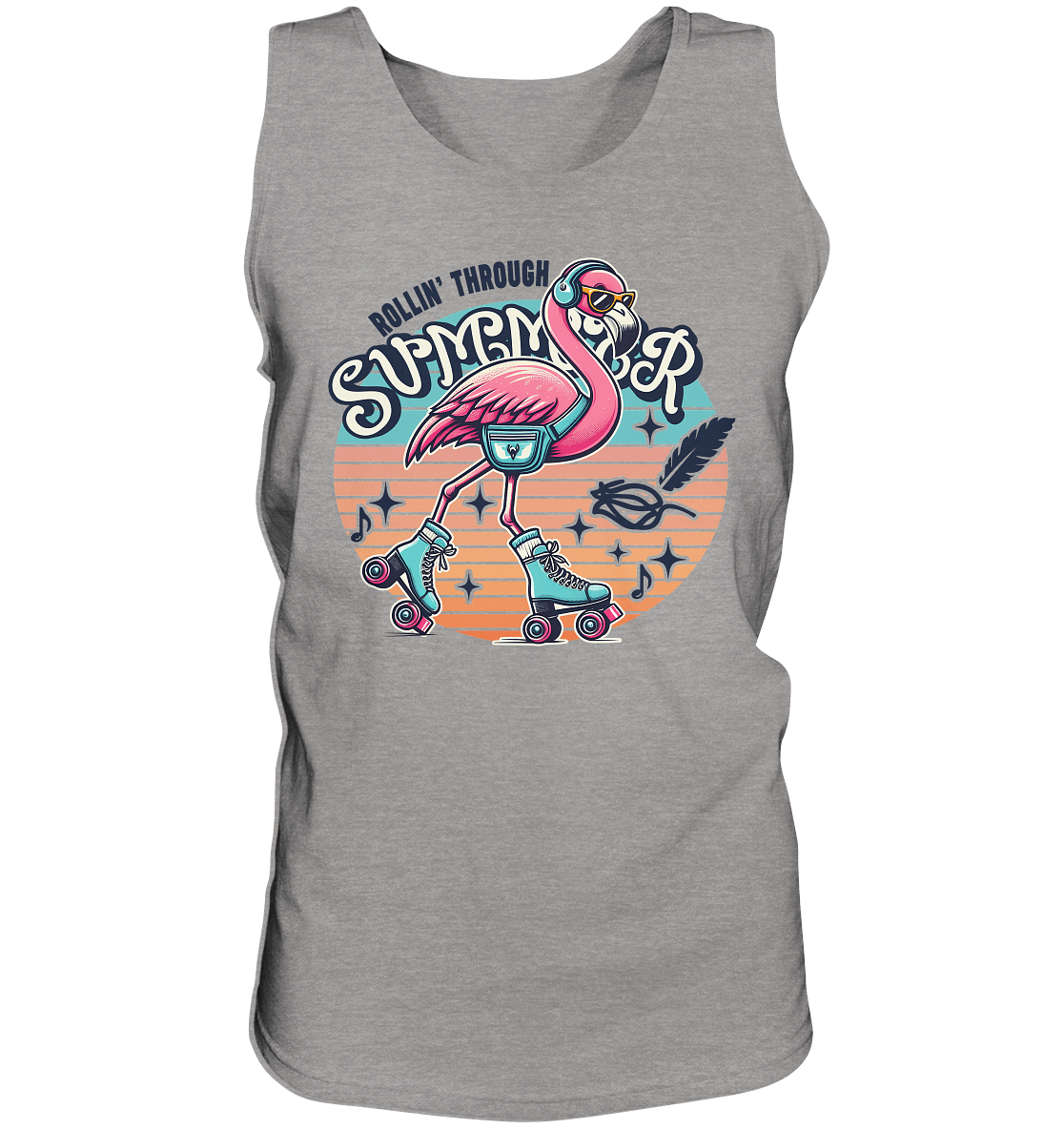 Rollin’ Through Summer – Cooler Flamingo auf Rollschuhen mit Retro - Vibes und Sommerfeeling - Relaxed Tank Top - FaunaFeels Onlineshop Tank - Tops