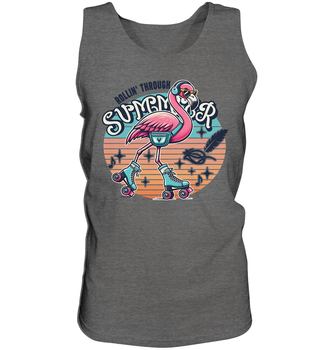 Rollin’ Through Summer – Cooler Flamingo auf Rollschuhen mit Retro - Vibes und Sommerfeeling - Relaxed Tank Top - FaunaFeels Onlineshop Tank - Tops