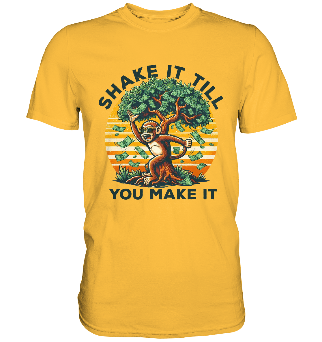 Shake It Till You Make It – Affe am Geldbaum - Premium Shirt - FaunaFeels Onlineshop Unisex - Shirts