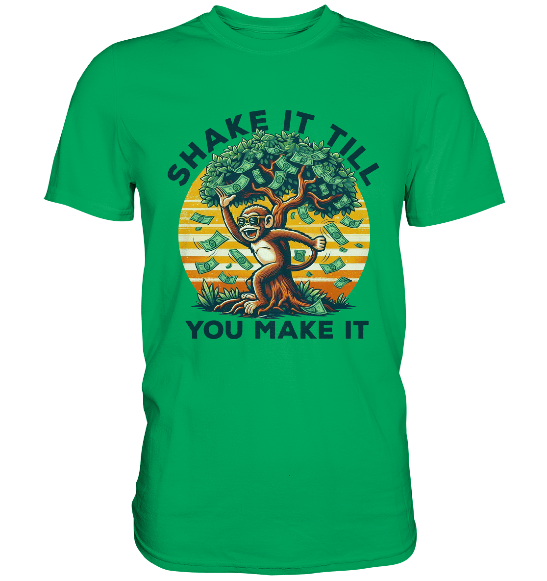 Shake It Till You Make It – Affe am Geldbaum - Premium Shirt - FaunaFeels Onlineshop Unisex - Shirts