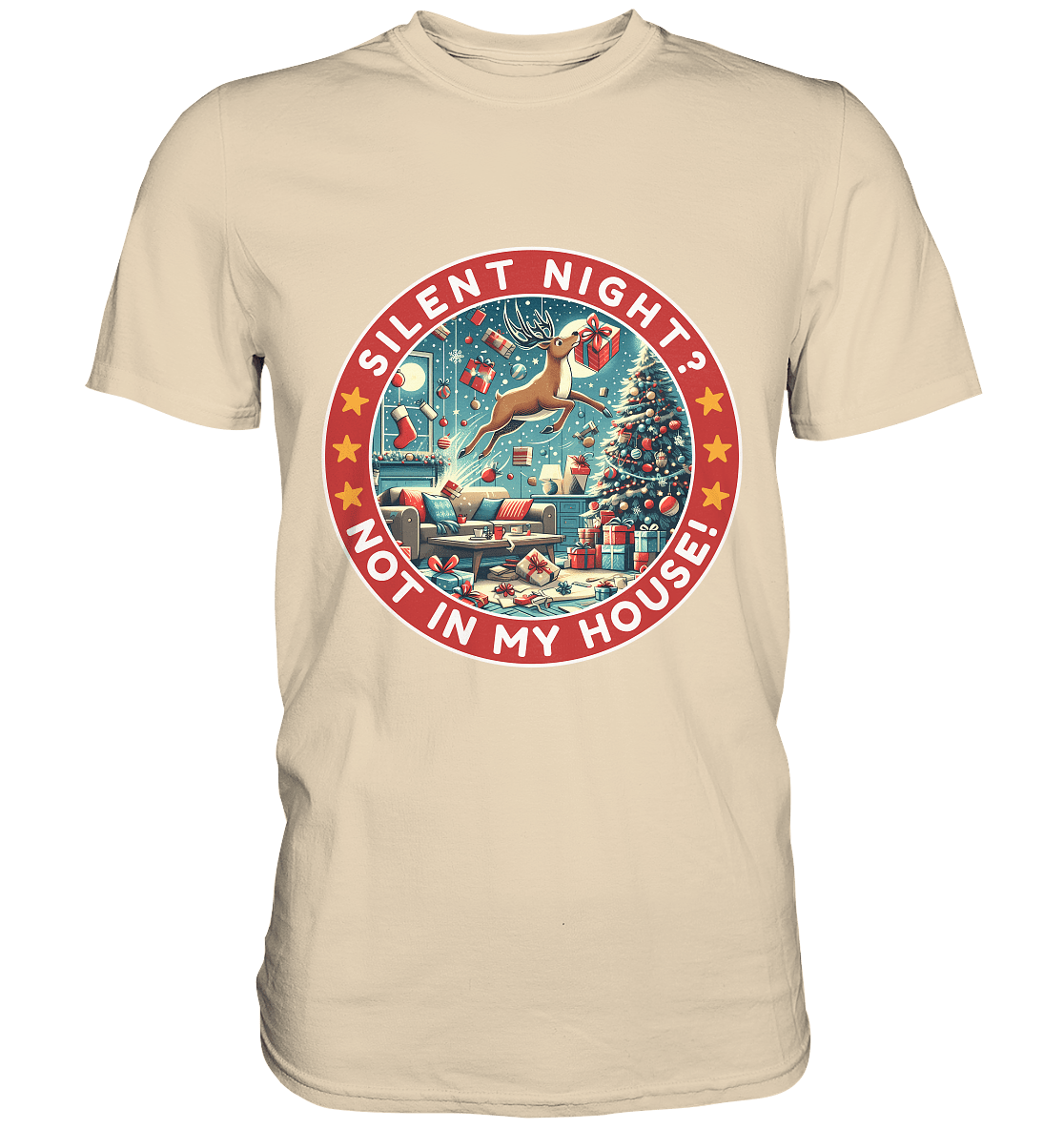 Silent Night? Not in My House! – Das chaotische Weihnachtsrentier! - Premium Shirt - FaunaFeels Onlineshop Unisex - Shirts
