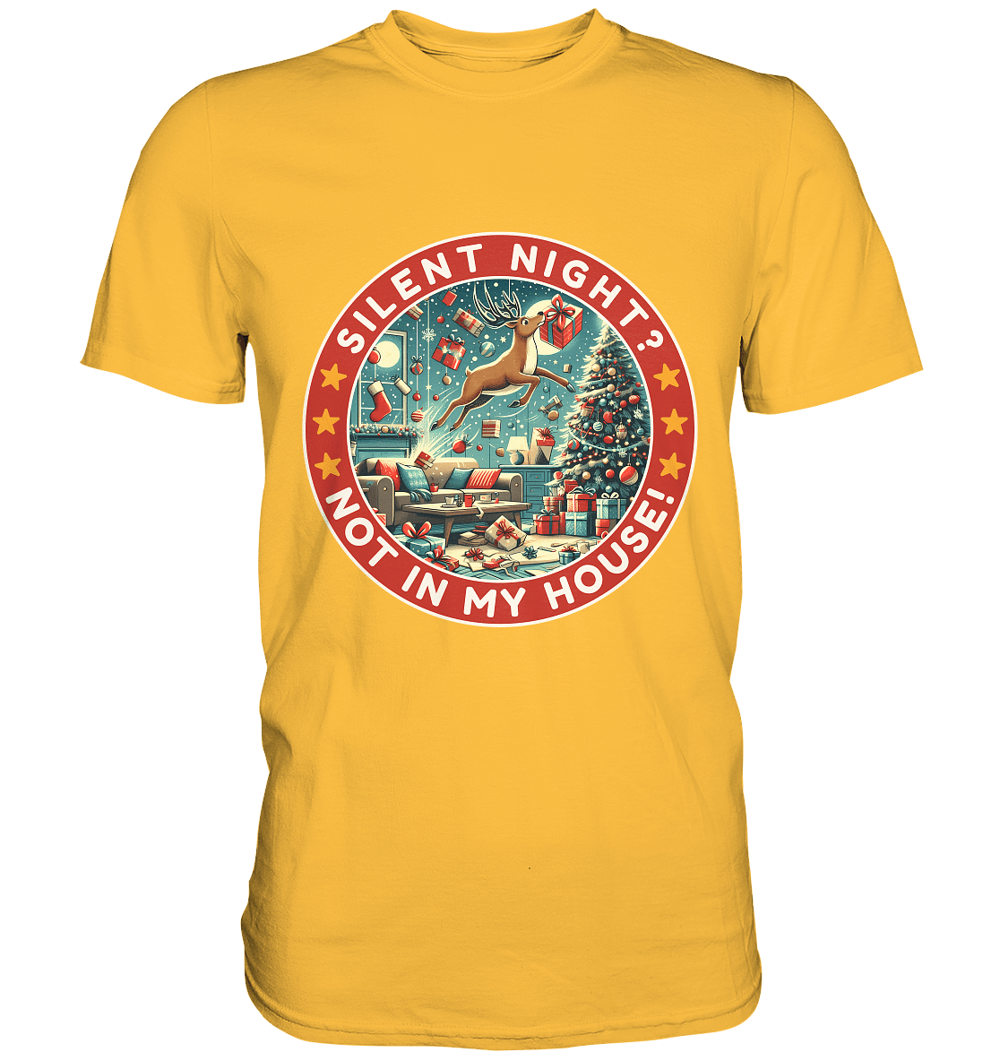Silent Night? Not in My House! – Das chaotische Weihnachtsrentier! - Premium Shirt - FaunaFeels Onlineshop Unisex - Shirts